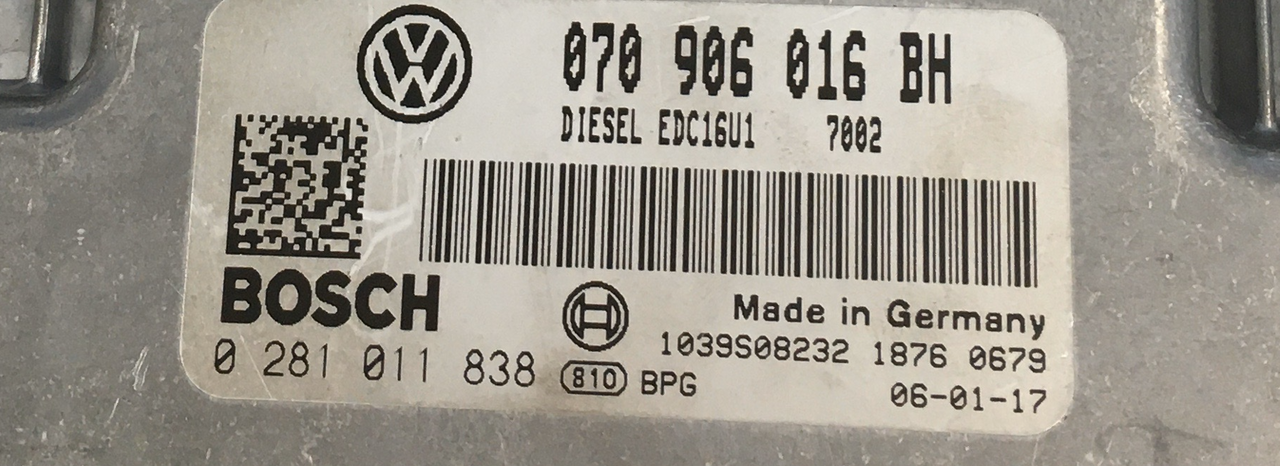 VW Transporter T5 2.5 TDI, 0281011838, 0 281 011 838, 070906016BH, 070 906 016 BH, EDC16U1, 1039S08232
