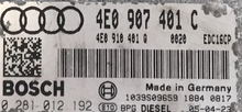 Audi A8 3.0 TDI Quattro, 0281012192, 0 281 012 192, 4E0907401C, 4E0 907 401 C, 4E0910401Q, 4E0 910 401Q, EDC16CP