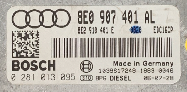 Audi, 0281013095, 0 281 013 095, 8E0907401AL, 8E0 907 401 AL, 8E2910401E, 8E2 910 401 E 