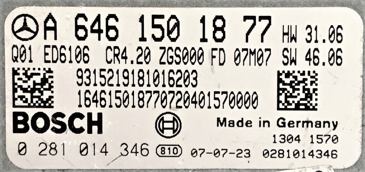 Mercedes-Benz Sprinter CDI, 0281014346, 0 281 014 346, A6461501877, A 646 150 18 77, CR4.20