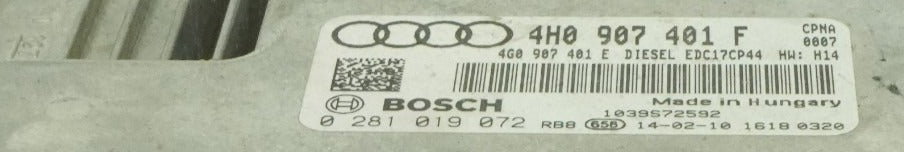 0281019072 4H0907401F 4G0907401E EDC17CP44 label