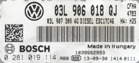 0281019114, 0 281 019 114, 03L906018QJ, 03L 906 018 QJ, 03L907309AG, 03L 907 309 AG, EDC17C46