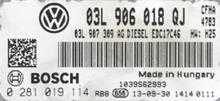 0281019114, 0 281 019 114, 03L906018QJ, 03L 906 018 QJ, 03L907309AG, 03L 907 309 AG, EDC17C46