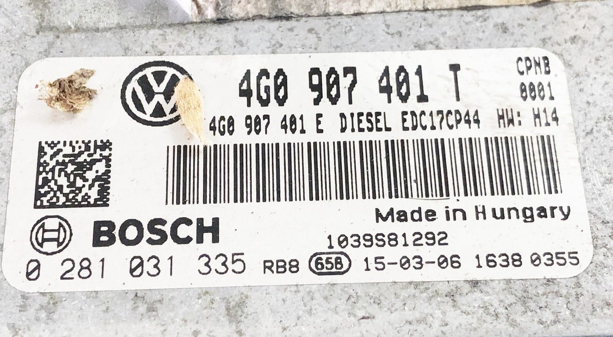 0281031335 4G0907401T 4G0907401E EDC17CP44 label