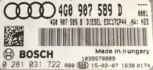 Audi, 0281031722, 0 281 031 722, 4G0907589D, 4G0 907 589 D, 4G0907589B, 4G0 907 589 B