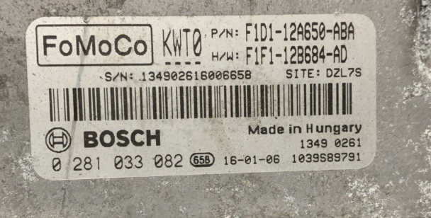 Plug & Play Bosch Engine ECU, Ford, 0281033082, 0 281 033 082, F1D1-12A650-ABA, F1D112A650ABA, F1F112B684AD, F1F1-12B684-AD, KWTO