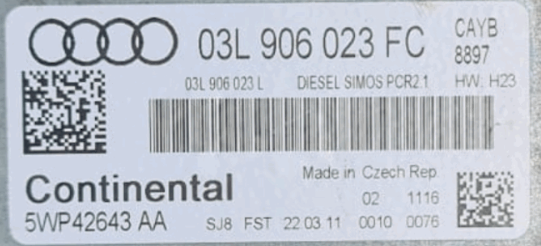  03L906023FC, 03L 906 023 FC, 5WP42643AA, 5WP42643 AA, DIESEL SIMOS PCR 2.1