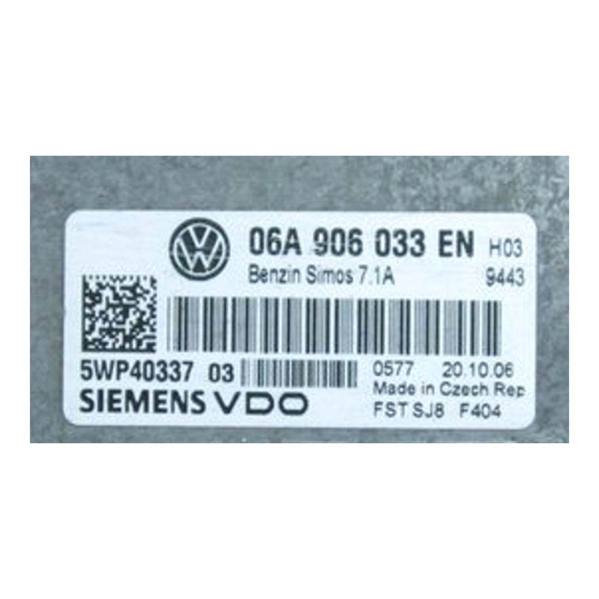 Simos 7.1A, 06A906033EN, 06A 906 033 EN, 5WP40337 03, 5WP4033703