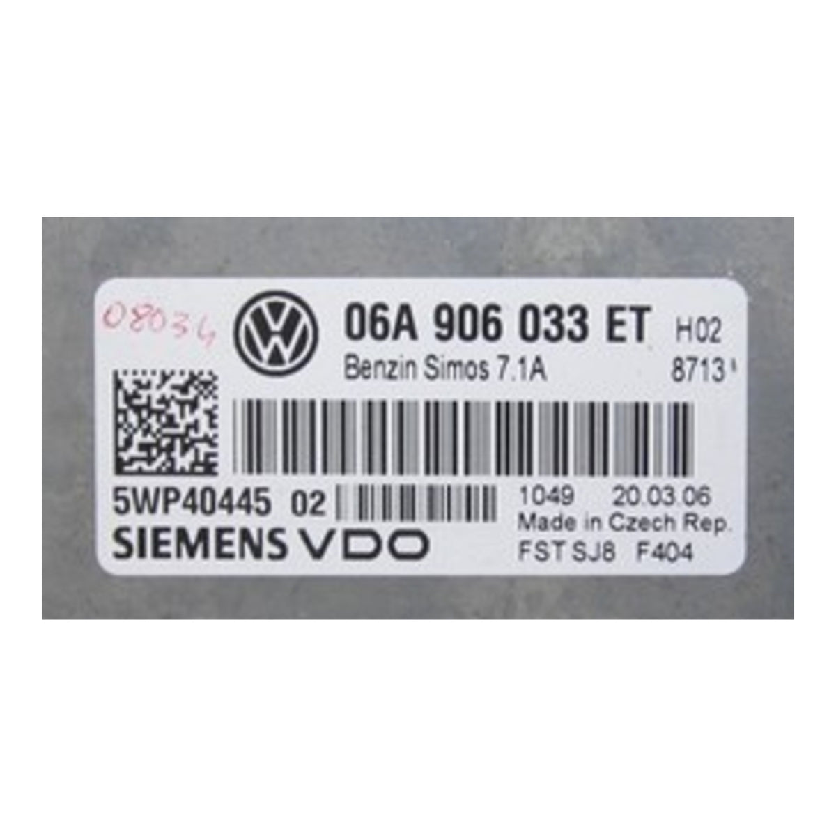 Simos 7.1A, 06A906033ET, 06A 906 033 ET, 5WP40445 02, 5WP4044502