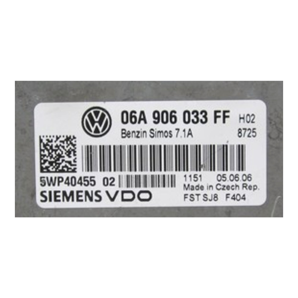 Simos 7.1A, 06A906033FF, 06A 906 033 FF, 5WP40455 02, 5WP4045502
