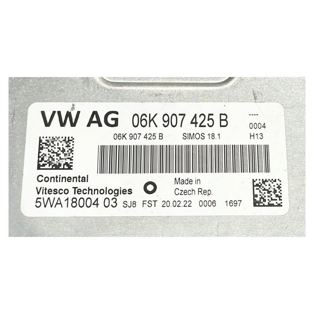Continental Simos 18.1 06K907425B 5WA18004 03 label