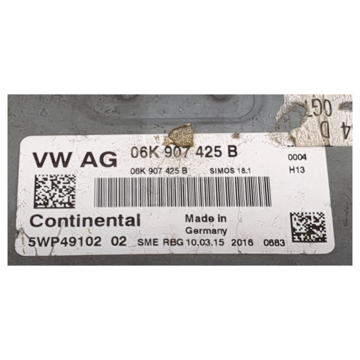 Continental Simos 18.1 06K907425B 5WP49102 02 label