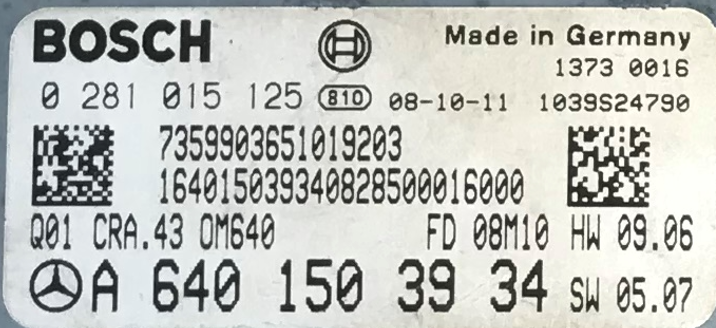 Mercedes-Benz, 0281015125, 0 281 015 125,  A6401503934, A 640 150 39 34, 1039S24790