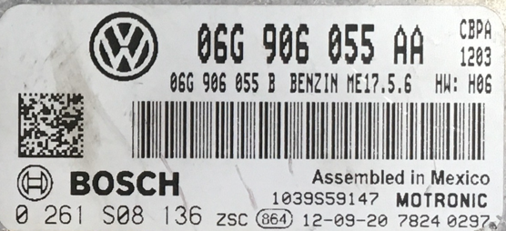 Bosch Engine ECU, VW, 0261S08136, 0 261 S08 136, 06G906055AA, 06G 906 055 AA, ME17.5.6