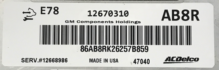  12670310, AB8R, E78, 12668986