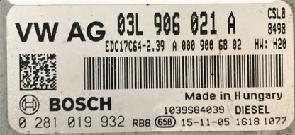 VW Crafter 2.0D, 0281019932, 0 281 019 932, 03L906021A, 03L 906 021 A, A0009006802, A 000 900 68 02, EDC17C64-2.39