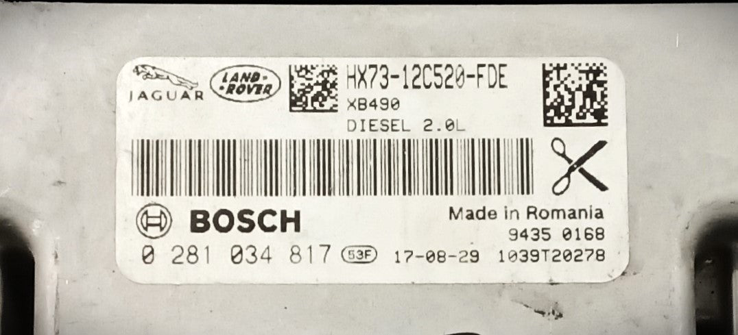 Plug & Play Bosch Engine ECU, Jaguar Land Rover, 0281034817, 0 281 034 817, HX7312C520FDE, HX73-12C520-FDE