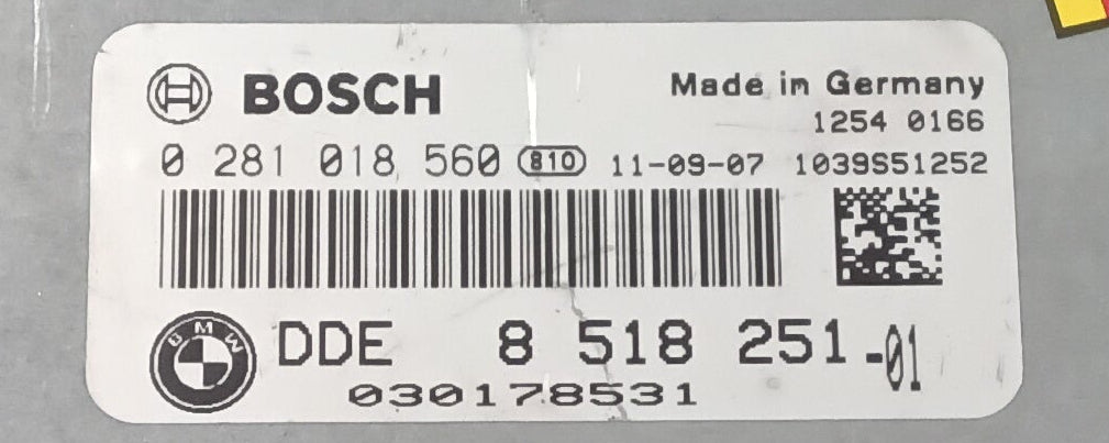 Plug & Play Bosch Engine ECU, BMW, 0281018560, 0 281 018 560, DDE8518251, DDE 8 518 251