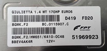 Plug & Play Magneti Marelli Engine ECU, Alfa Romeo Giulietta, 51969923, 8GMKF2, 8GMK.F2, BC0115907C, BC.0115907.C, HW651