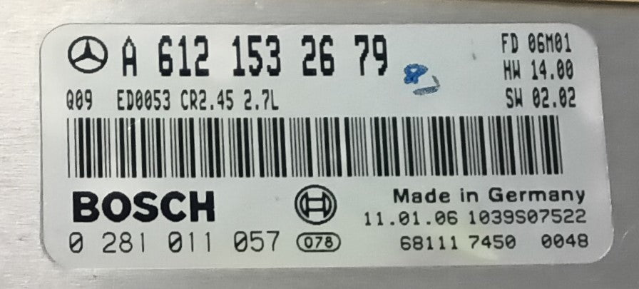 Plug & Play Bosch Engine ECU, Mercedes-Benz, 0281011057, 0 281 011 057, A6121532679, A 612 153 26 79