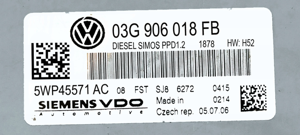 03G906018FB, 03G 906 018 FB, 5WP45571AC, PPD1.2