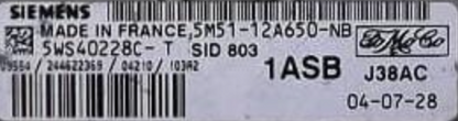 5WS40228C-T, 5WS40228CT, 5M51-12650-NB, 5M5112A650NB, 1ASB, SID803