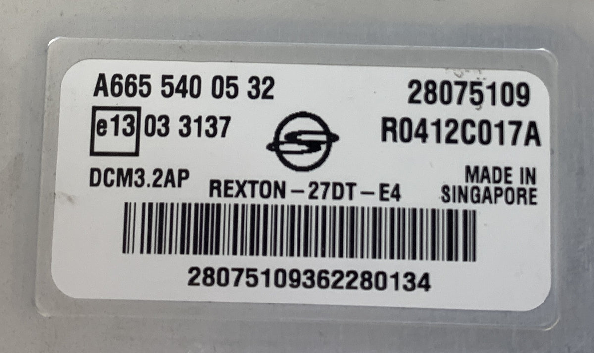 A6655400532 28075109 R0412C017A DCM3.2AP SsangYong Rexton ECU label