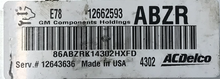 ACDelco Engine ECU, Chevrolet Cruz 1.4 12662593, ABZR, E78, 12643636