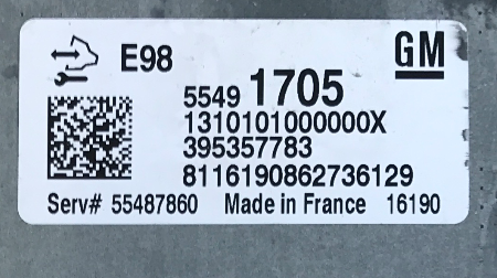 ACDelco Engine ECU, Vauxhall Mokka 1.6CDTI, 55491705, 55487860, E98