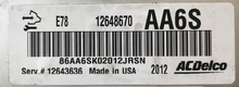 ACDelco Engine ECU, Vauxhall, Opel, 12648670, AA6S, E78, 12643636