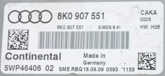 Plug & Play Continental Engine ECU, Audi, 8K0907551, 8K0 907 551, 5WP46406 02, 5WP4640602, Simos 8.41