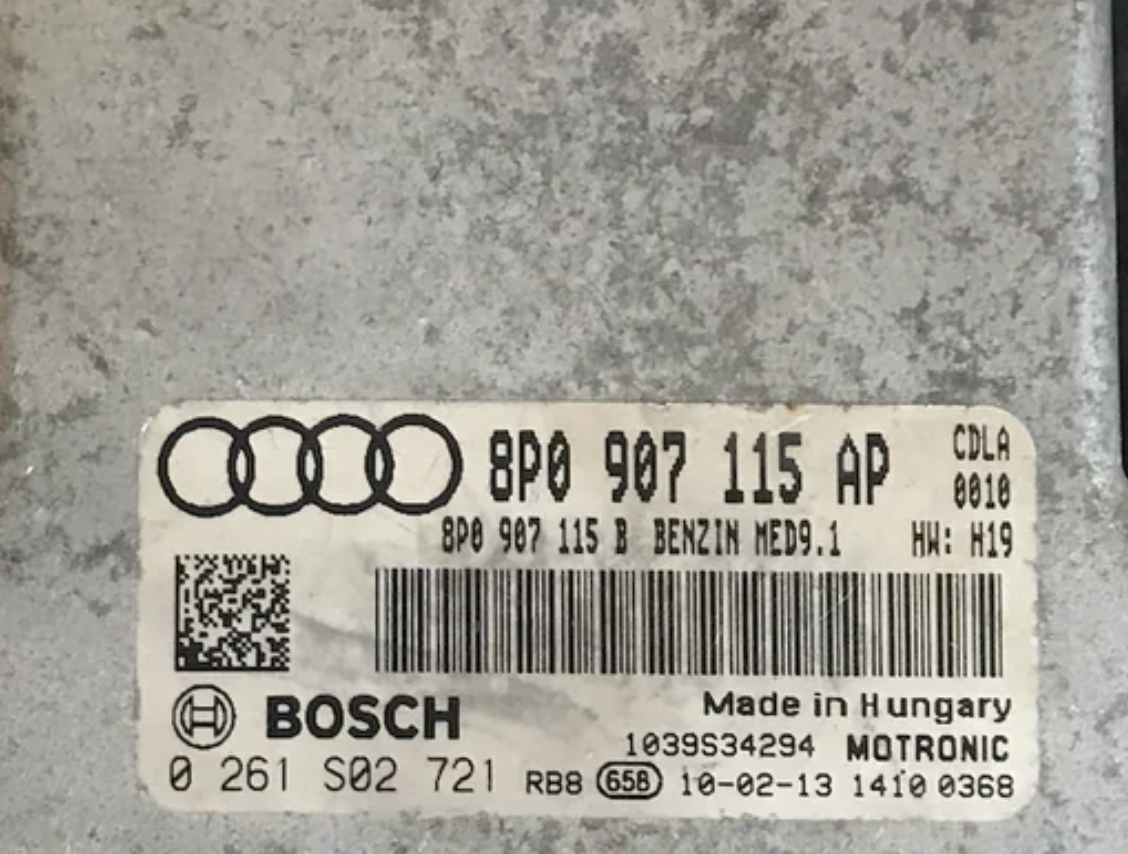 Unidad de control del motor Bosch Plug & Play, Audi S3 2.0 TFSI, 0261S02721, 0 261 S02 721, 8P0907115AP, 8P0 907 115 AP, MED9.1, 1039S34294