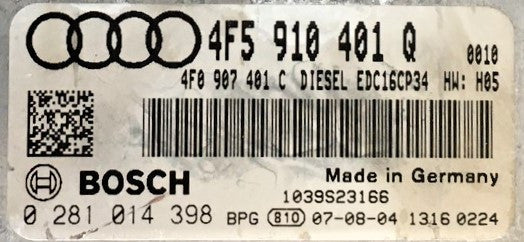 Audi, 0281014398, 0 281 014 398, 4F5910401Q, 4F5 910 401 Q, 4F0907401C, 4F0 907 401 C, EDC16CP34