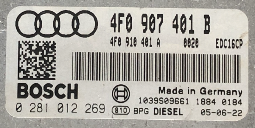 Audi A6 3.0 TDI Avant Quatro, 0281012269, 0 281 012 269, 4F0910401A, 4F0 910 401 A, 1039S09661, EDC16CP