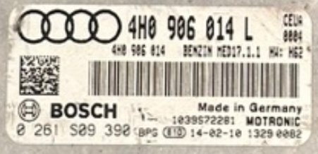 Audi A8 4.0 FSI-TFSI, 0261S09390, 0 261 S09 390, AH0906014L, AH0 906 014 L, 4H0906014, 4H0 906 014, MED17.1.1