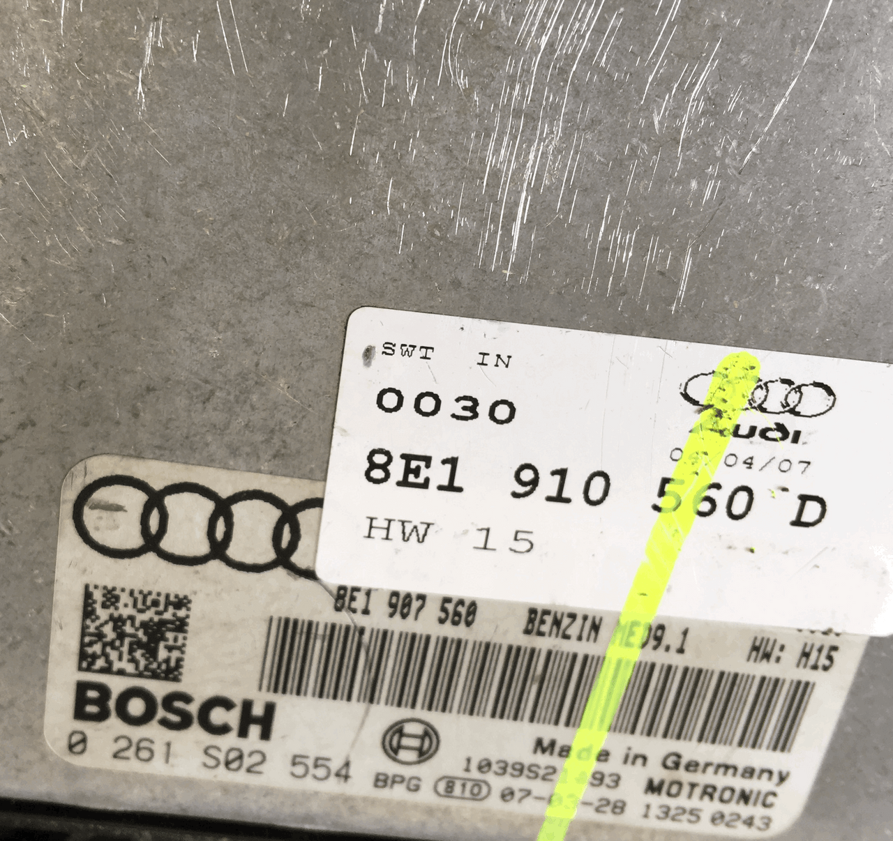 Plug & Play Bosch Engine ECU, Audi RS4 4.2, 0261S02554, 0 261 S02 554, 8E1910560D, 8E1 910 560 D, MED9.1