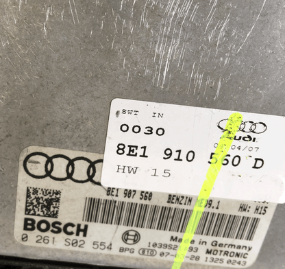 Plug & Play Bosch Engine ECU, Audi RS4 4.2, 0261S02554, 0 261 S02 554, 8E1910560D, 8E1 910 560 D, MED9.1