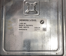 BMW 330i, 7555361, 7 555 361, DME MSV70, 5WK90078, INDEX 02