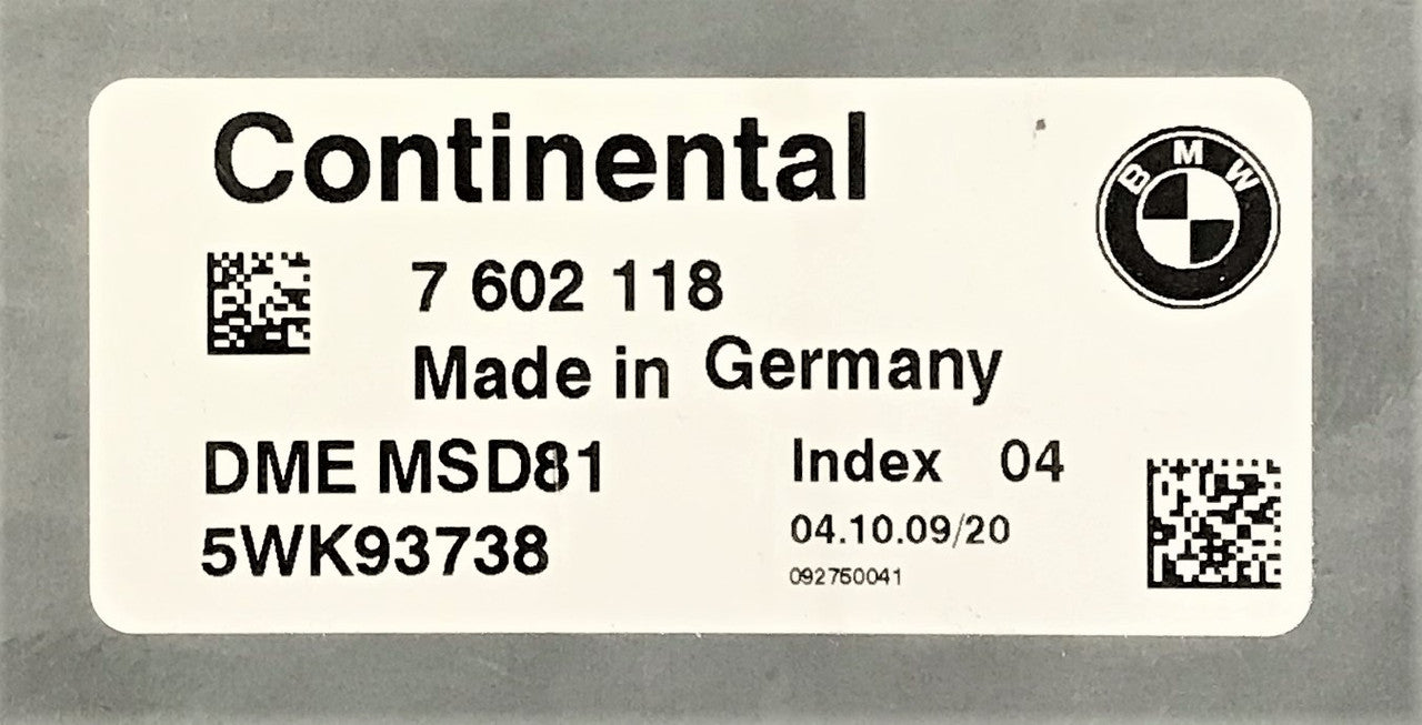 BMW, 7602118, 7 602 118, DME MSD81, 5WK93738, Index 04