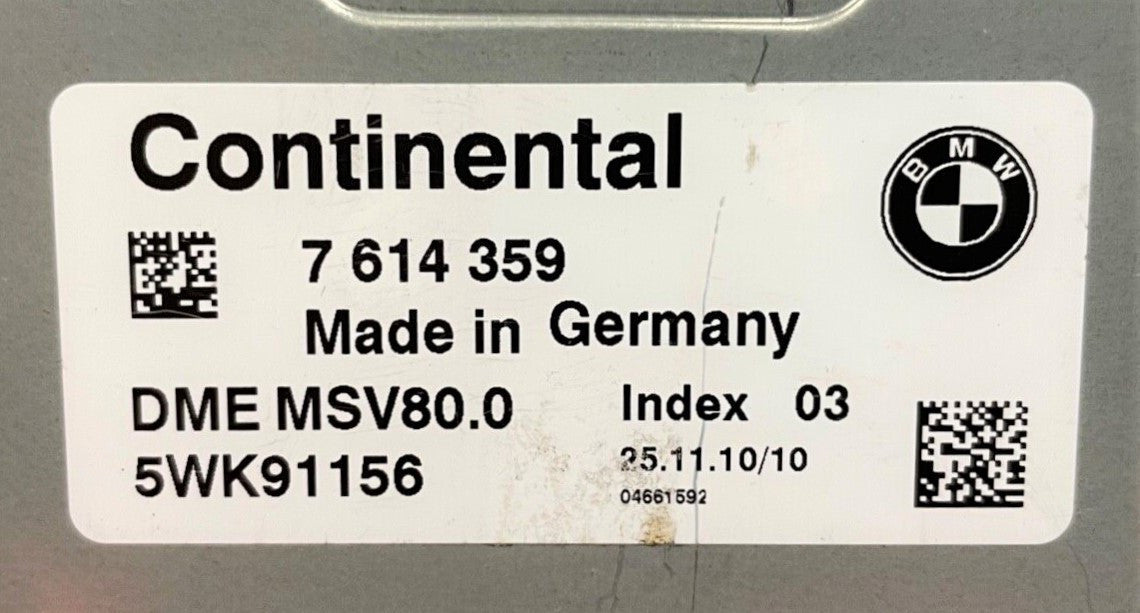 BMW, 7614359, 7 614 359, DMEMSV800, DME MSV80.0, 5WK91156, Index 03