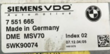 BMW, DME MSV70, 7551665, 7 551 665, 5WK90074, INDEX 02 