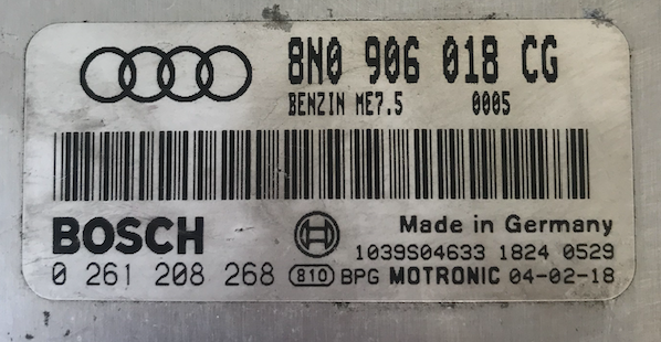 Bosch Engine ECU, 0261208268 , 0 261 208 268 , 8N0906018CG, 8N0 906 018 CG, 1039S04633, ME7.5