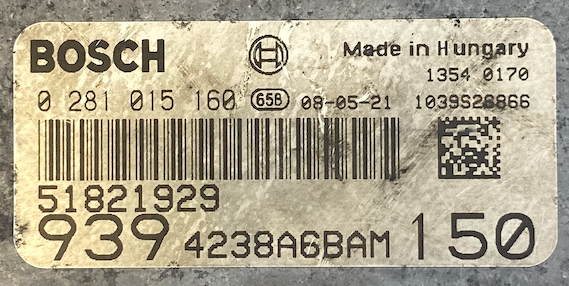Bosch Engine ECU, Alfa Romeo 159 1.9D, 0281015160, 0 281 015 160, 51821929, 1039S28866
