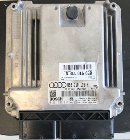 Bosch Engine ECU, Audi A4 2.0 TFSI, 0261S02211, 0 261 S02 211, 8E0910115N, 8E0 910 115 N, 1039S17045, MED9.1