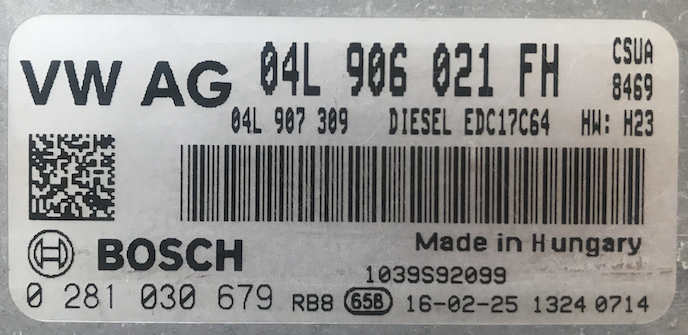 Bosch Engine ECU, Audi A5, 2.0 TDI, 0281030679, 0 281 030 679, 04L906021FH, 04L 906 021 FH, 1039S92099, EDC17C64