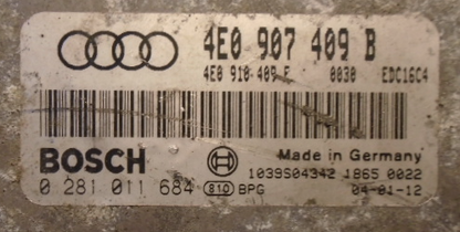 Bosch Engine ECU, Audi A8 4.0 TDI, 0281011684, 0 281 011 684, 4E0907409B, 4E0 907 409 B, EDC16C4