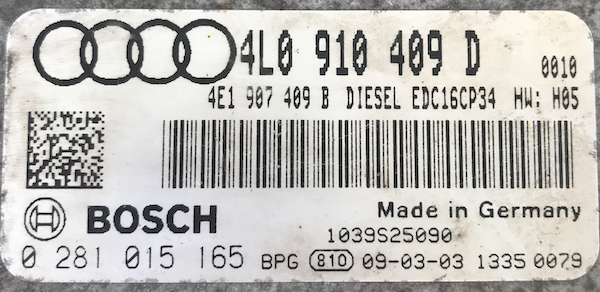 0281015165, 0 281 015 165, 4L0910409D, 4L0 910 409 D, 4E1907409B, 4E1 907 409 B, EDC16CP34