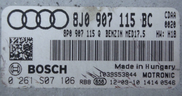 Audi TT 1.8 TFSI, 0261S07106, 0 261 S07 106, 8J0907115BC, 8J0 907 115 BC, 8P0907115Q, 8P0 907 115 Q, MED17.5