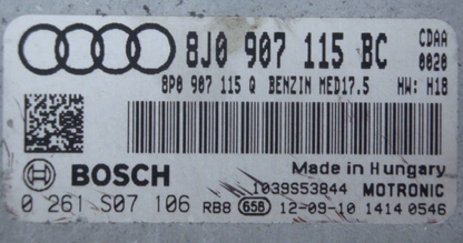 Audi TT 1.8 TFSI, 0261S07106, 0 261 S07 106, 8J0907115BC, 8J0 907 115 BC, 8P0907115Q, 8P0 907 115 Q, MED17.5