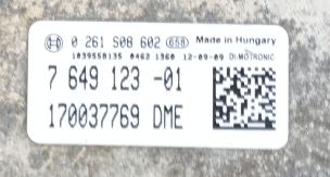 BMW, 0261S08602, 0 261 S08 602, 7649123, 7 649 123, DME